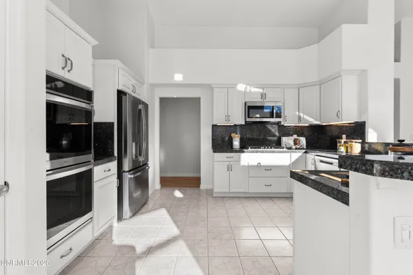 a kitchen with lots of counter top space