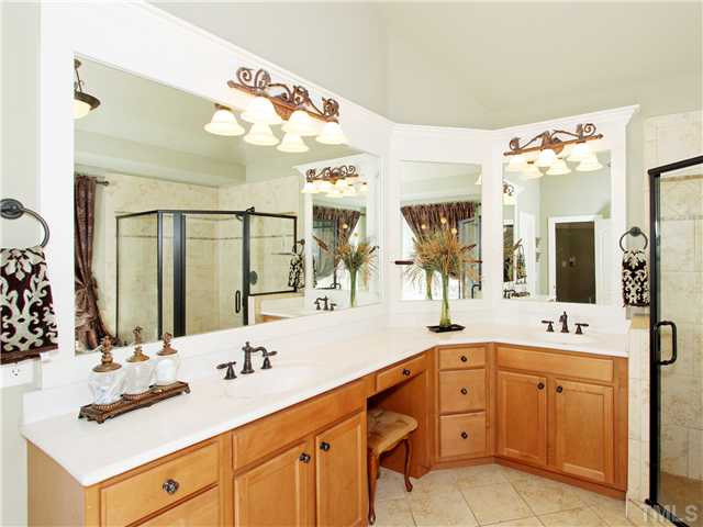 2816 Peachleaf Street Raleigh, NC 27614 - Photo 12 of 25 Master Bath offers Dual Sink Vanity and Tile Flooring Master Bath/Spa
