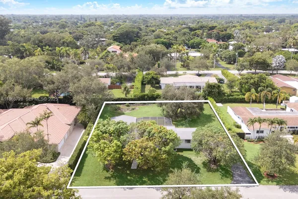 an aerial view of a house
