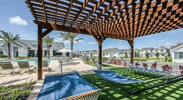 a outdoor view with a sitting space