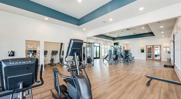 a view of a room with gym equipment