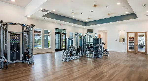a view of a room with gym equipment