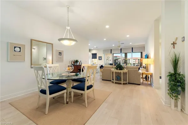 a view of a dining room and livingroom view