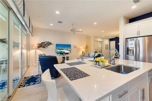 a view of kitchen and living room