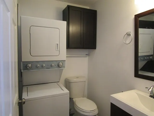 a bathroom with a toilet a sink and mirror