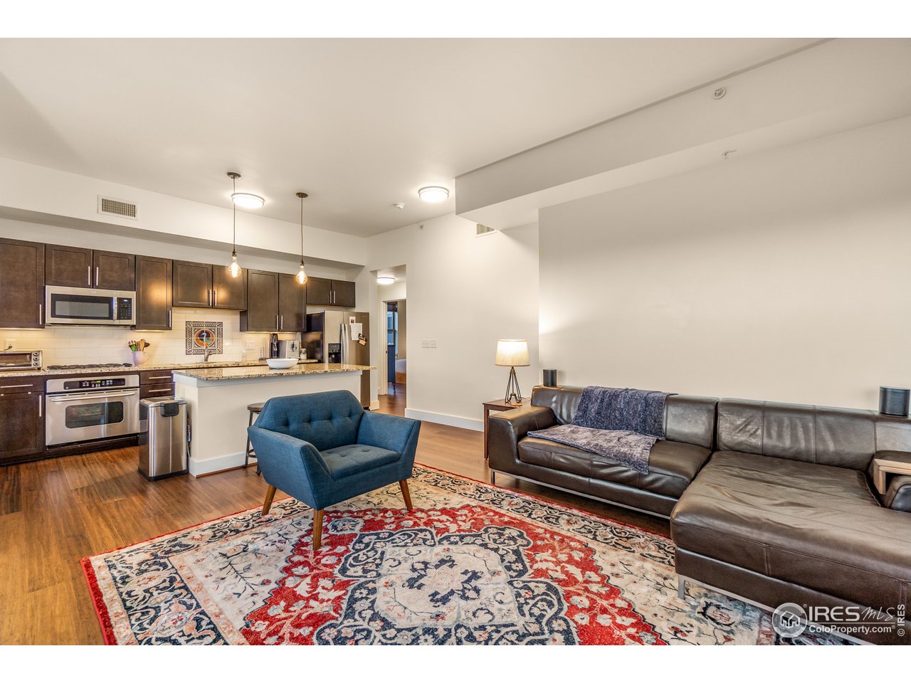 204 Maple Street, Unit 301 Fort Collins, CO 80521 - Photo 4 of 26 a living room with furniture and a rug