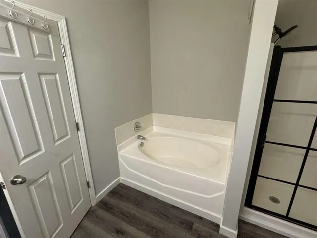a bathroom with a bathtub