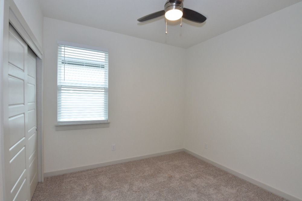 428 Agave Azul Way Leander, TX 78641 - Photo 16 of 24 Soft carpeting pairs with a bright window inside this cozy secondary bedroom.