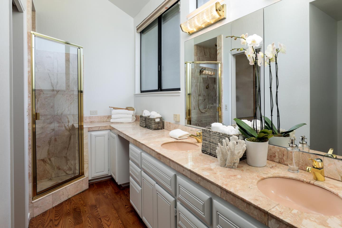 1145 Pine Street Menlo Park, CA 94025 - Photo 13 of 25 a bathroom with a granite countertop sink and a mirror