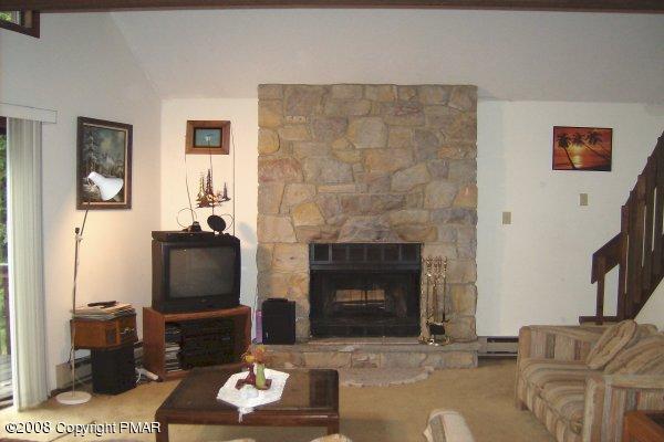 7543 Kilmer Road Tobyhanna, PA 18466 - Photo 3 of 22 Living Room with Stone Fireplace