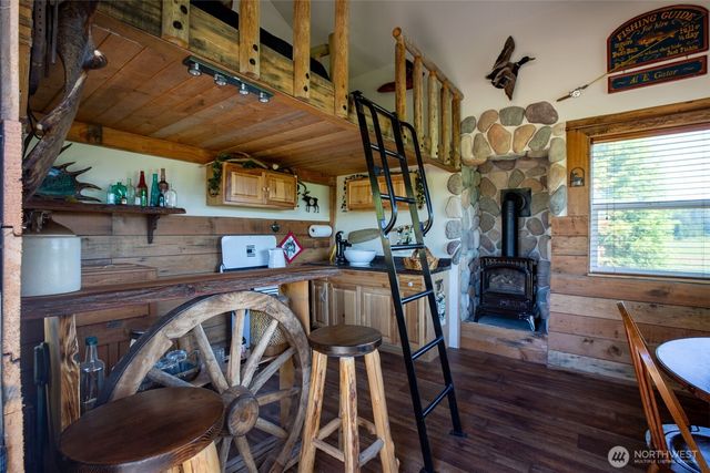 a view of a patio with furniture