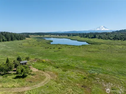 a view of a field with an ocean