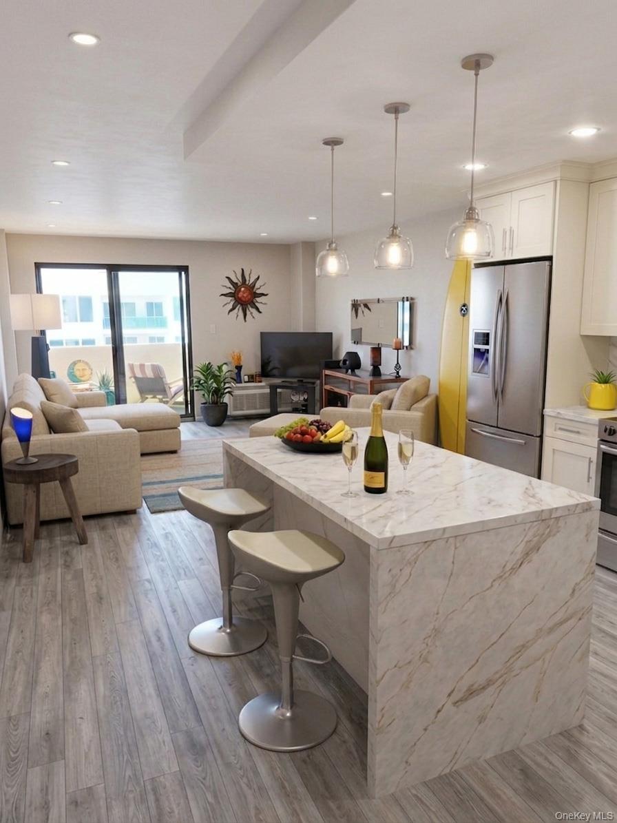 360 Shore Road, Unit 9C Long Beach, NY 11561 - Photo 9 of 14 New Living Room Rendering created based on the design plans. The real photos will be available in May after the construction if finished.