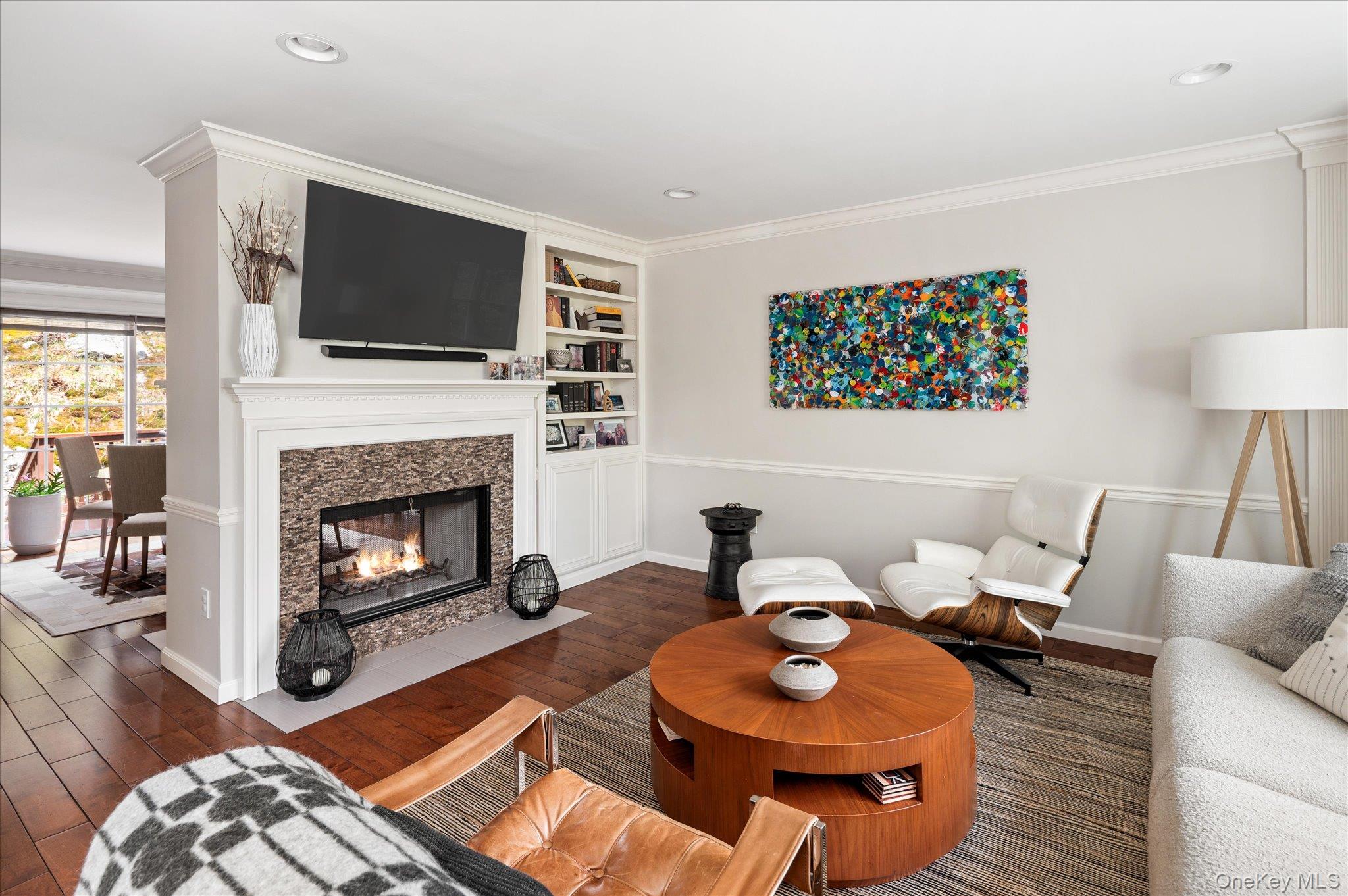 75 Park Rd Extension Goldens Bridge, NY 10526 - Photo 15 of 26 Living Room w/ Custom Built-Ins and Wood Burning Fireplace (2 Sided)
