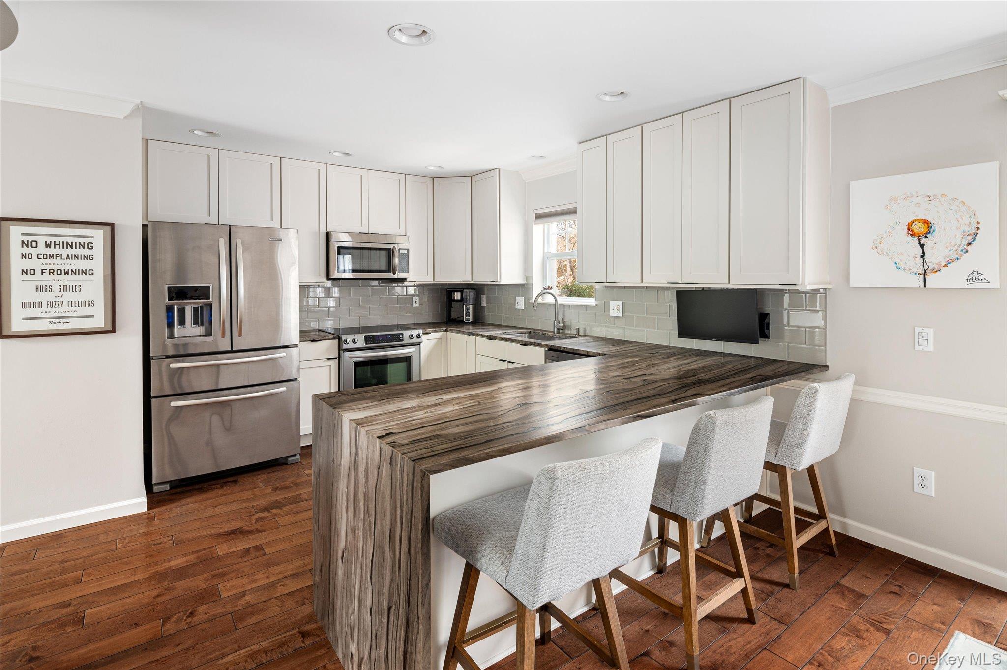 75 Park Rd Extension Goldens Bridge, NY 10526 - Photo 6 of 26 Open Plan Kitchen w/ Waterfall Quartzite Peninsula