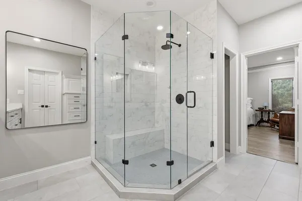 a bathroom with a shower