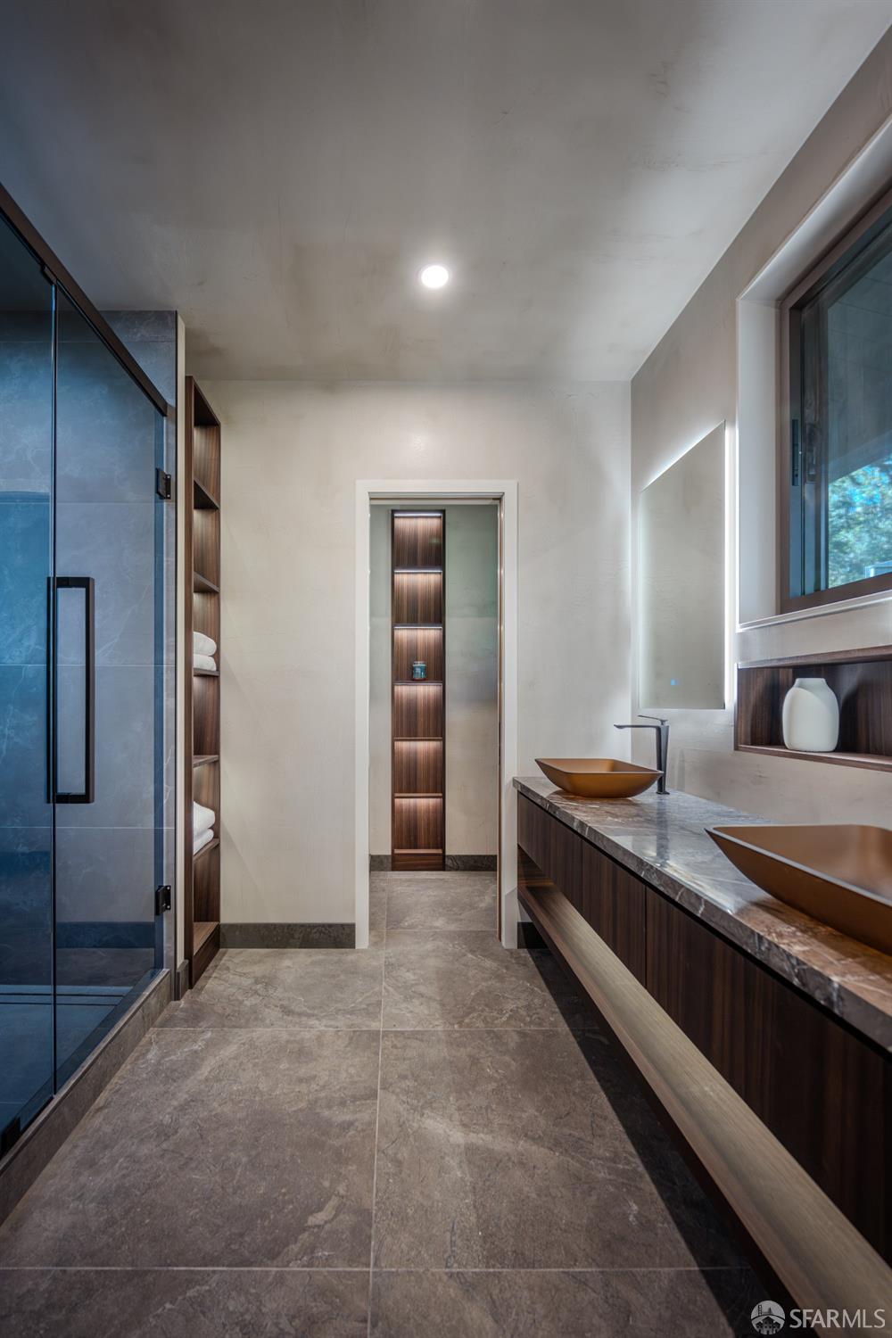 45 Turquoise Way San Francisco, CA 94131 - Photo 39 of 87 a spacious bathroom with a granite countertop sink and a mirror