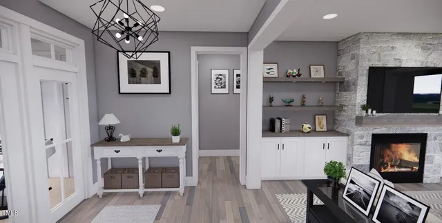 a bedroom with a bed and large window