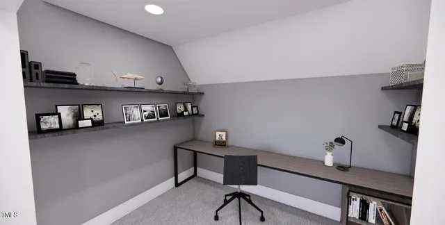 a view of hallway with furniture and wooden floor