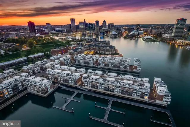 a view of a lake with a city
