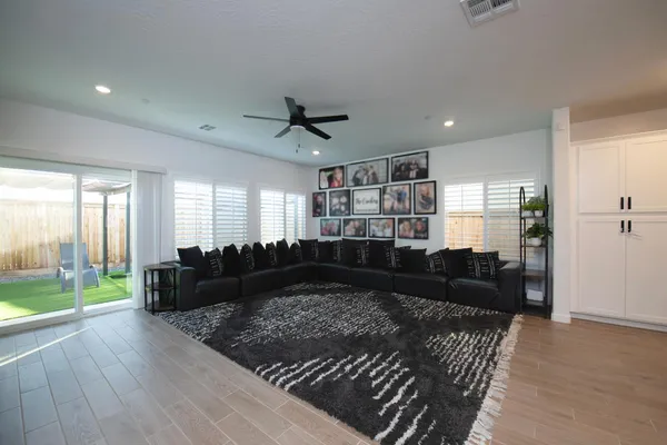 a living room with furniture