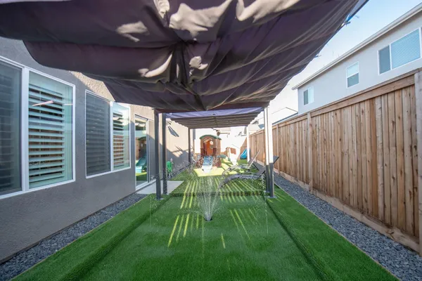 a view of sitting area in back yard
