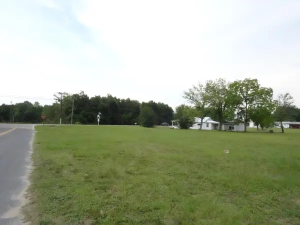 a view of field with trees in the background