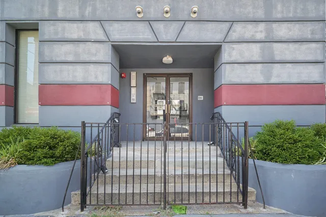 a front view of a building