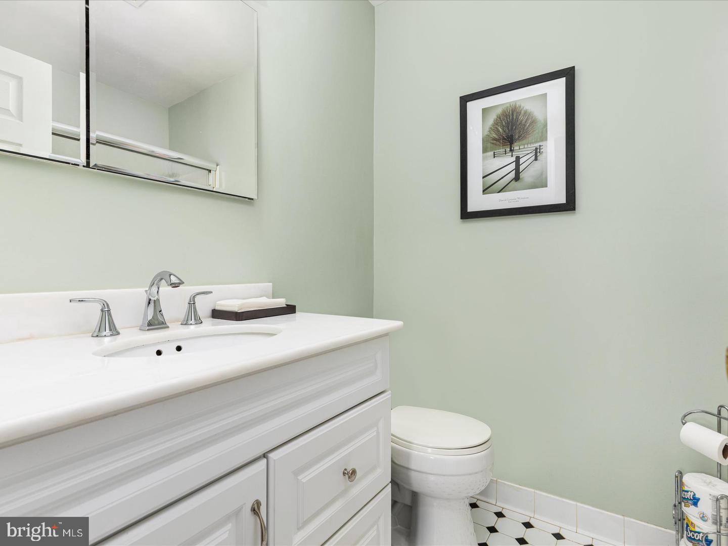 6434 Rives Court Springfield, VA 22150 - Photo 22 of 37 a bathroom with a sink a toilet and mirror