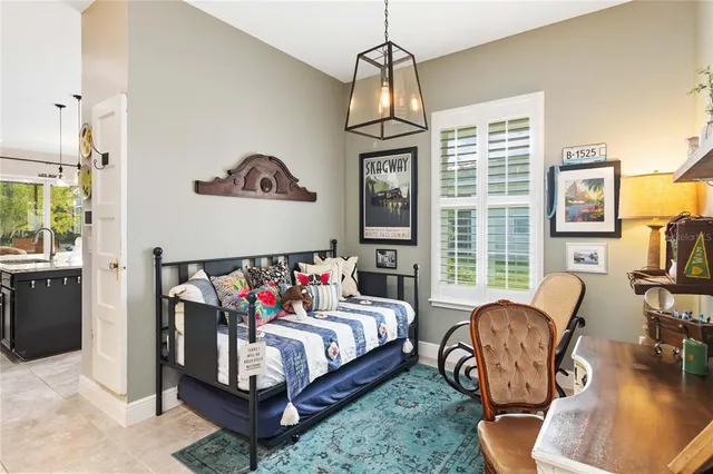 a bed room with a bed and a night stand