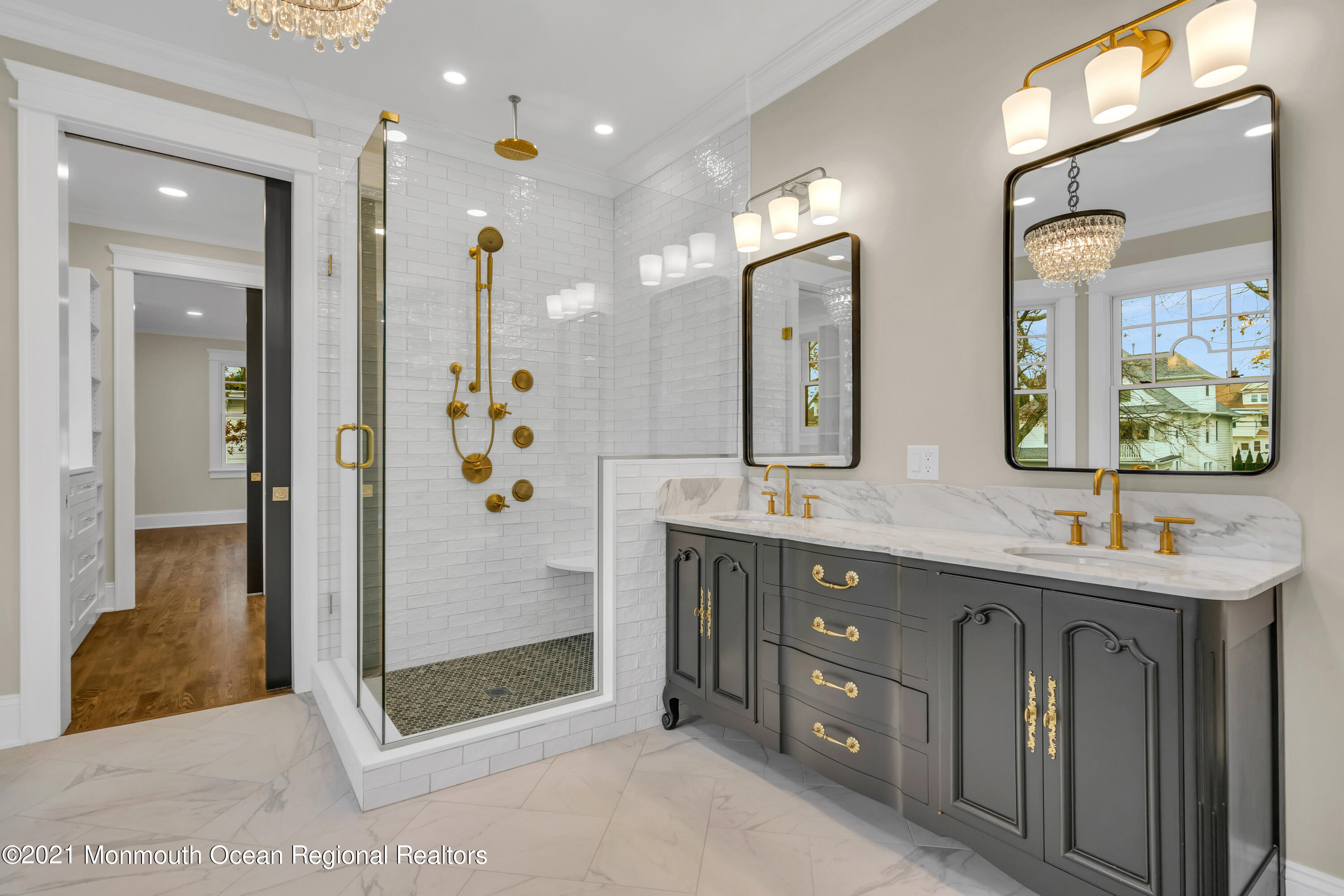 222 Cedar Avenue Allenhurst, NJ 07711 - Photo 51 of 73 a bathroom with a double vanity sink mirror and double