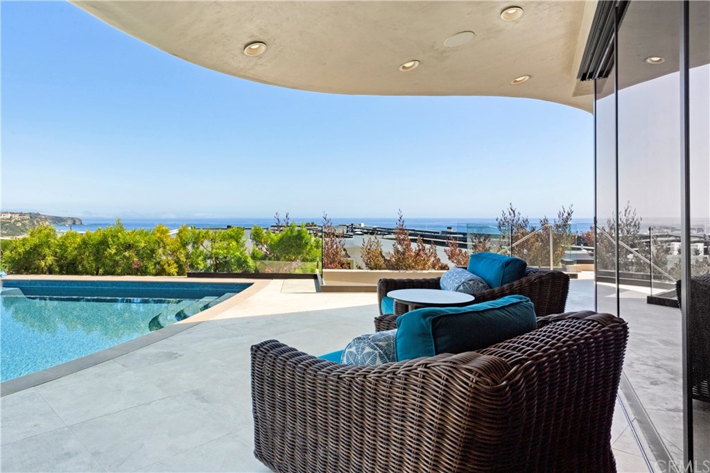 a view of balcony with seating space