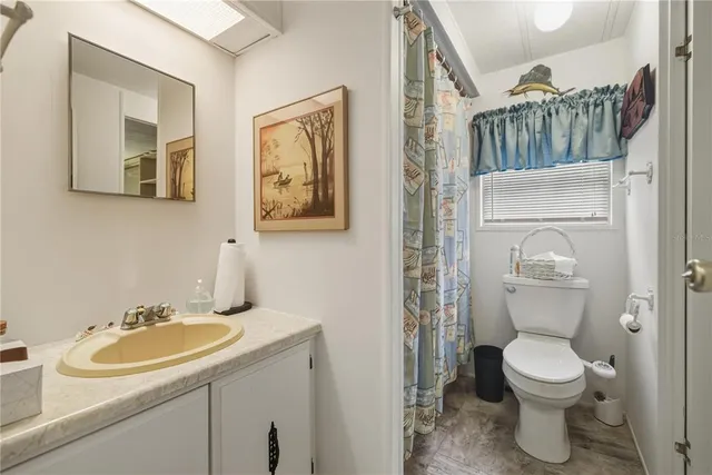 a bathroom with a toilet a sink and a mirror