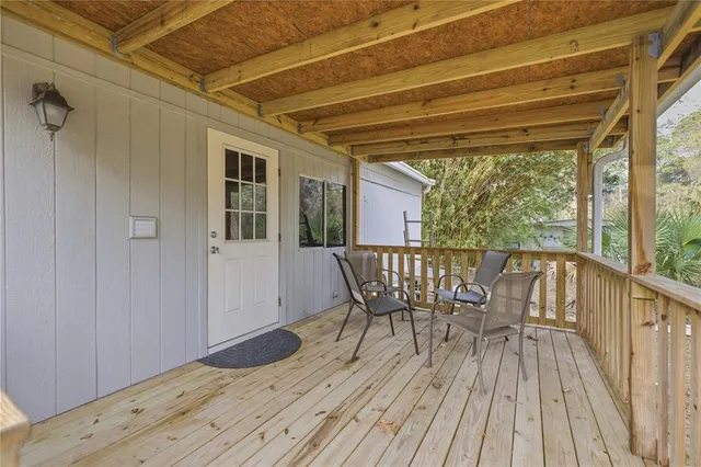 a view of porch with seating space