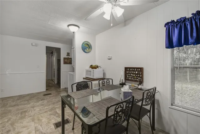 a table and chairs in a room