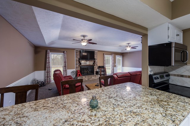 6815 Cartledge Road Box Springs, GA 31801 - Photo 9 of 27 a living room with furniture a flat screen tv and kitchen view