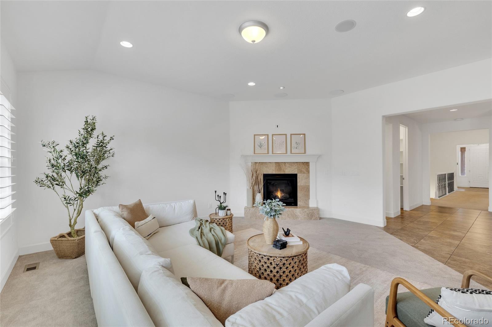 10632 Star Thistle Court Highlands Ranch, CO 80126 - Photo 5 of 50 a living room with furniture and a fireplace