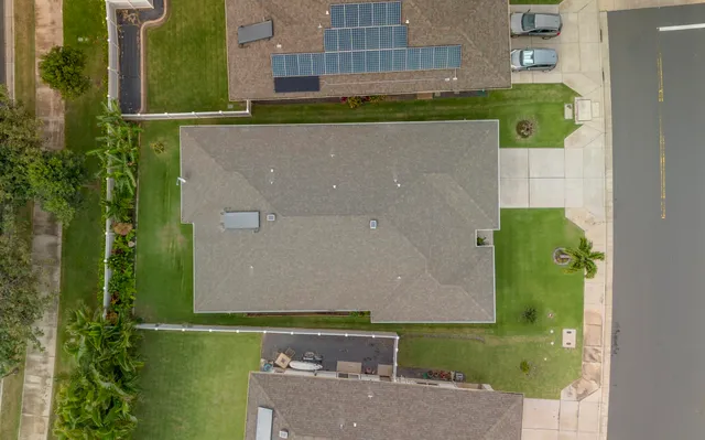 an aerial view of a house