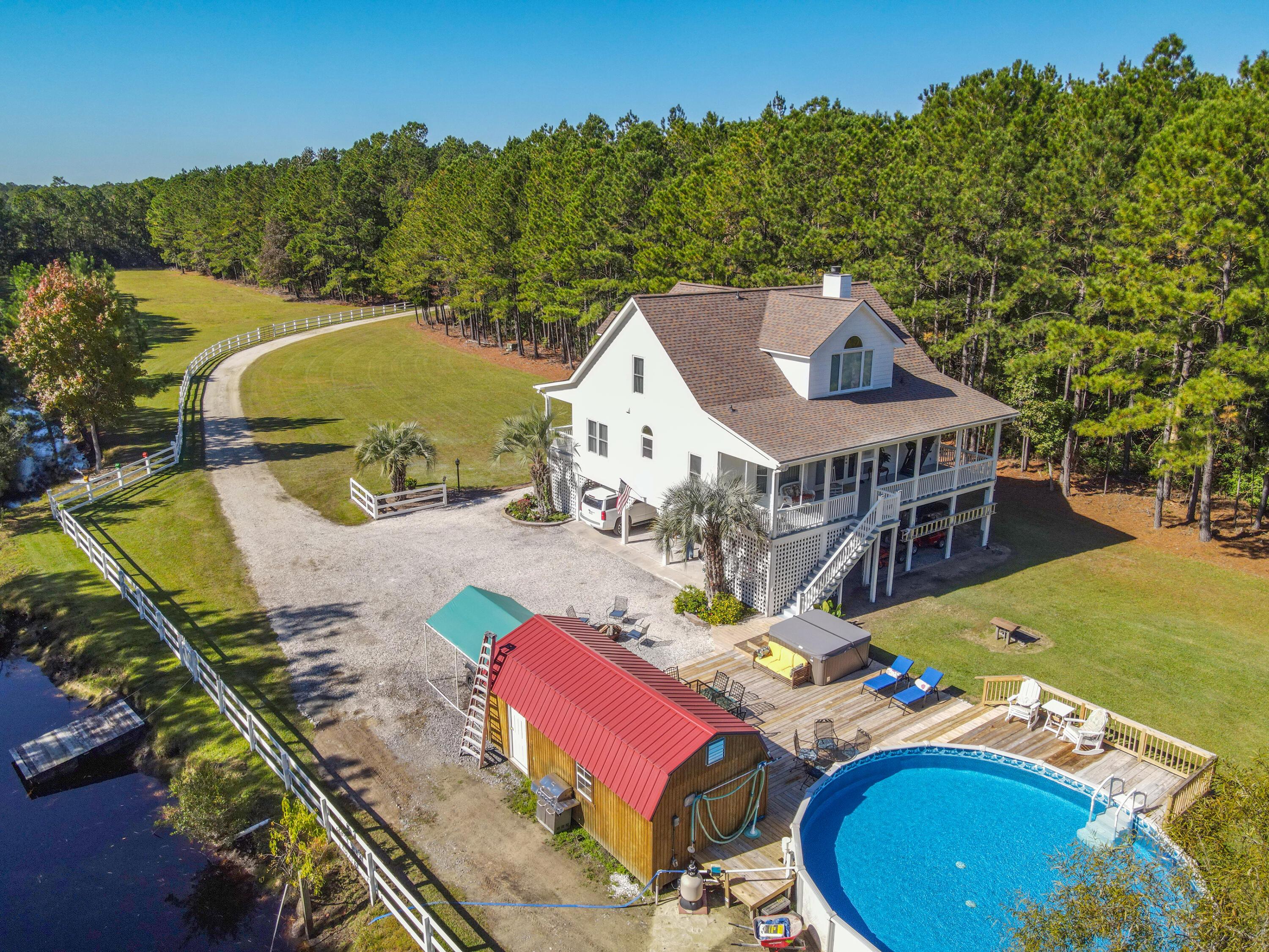1859 Bellfield Road McClellanville, SC 29458 - Photo 38 of 59 aerial view with middle pasture