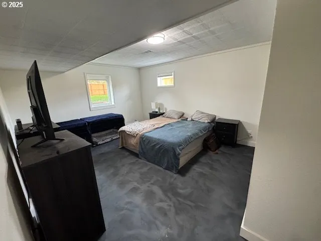 an empty room with a door