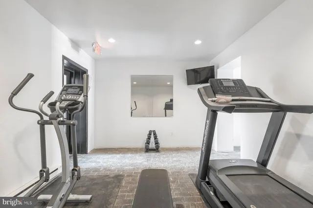 a view of a room with gym equipment