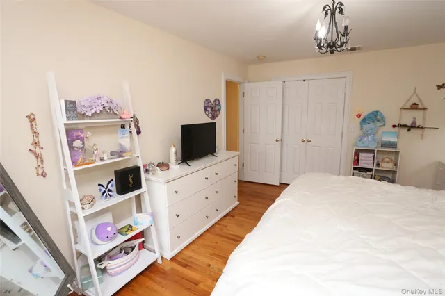 a bed room with a bed and a television