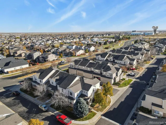 an aerial view of a residential building