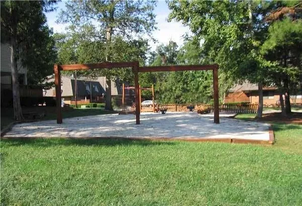 a view of a park with tree s