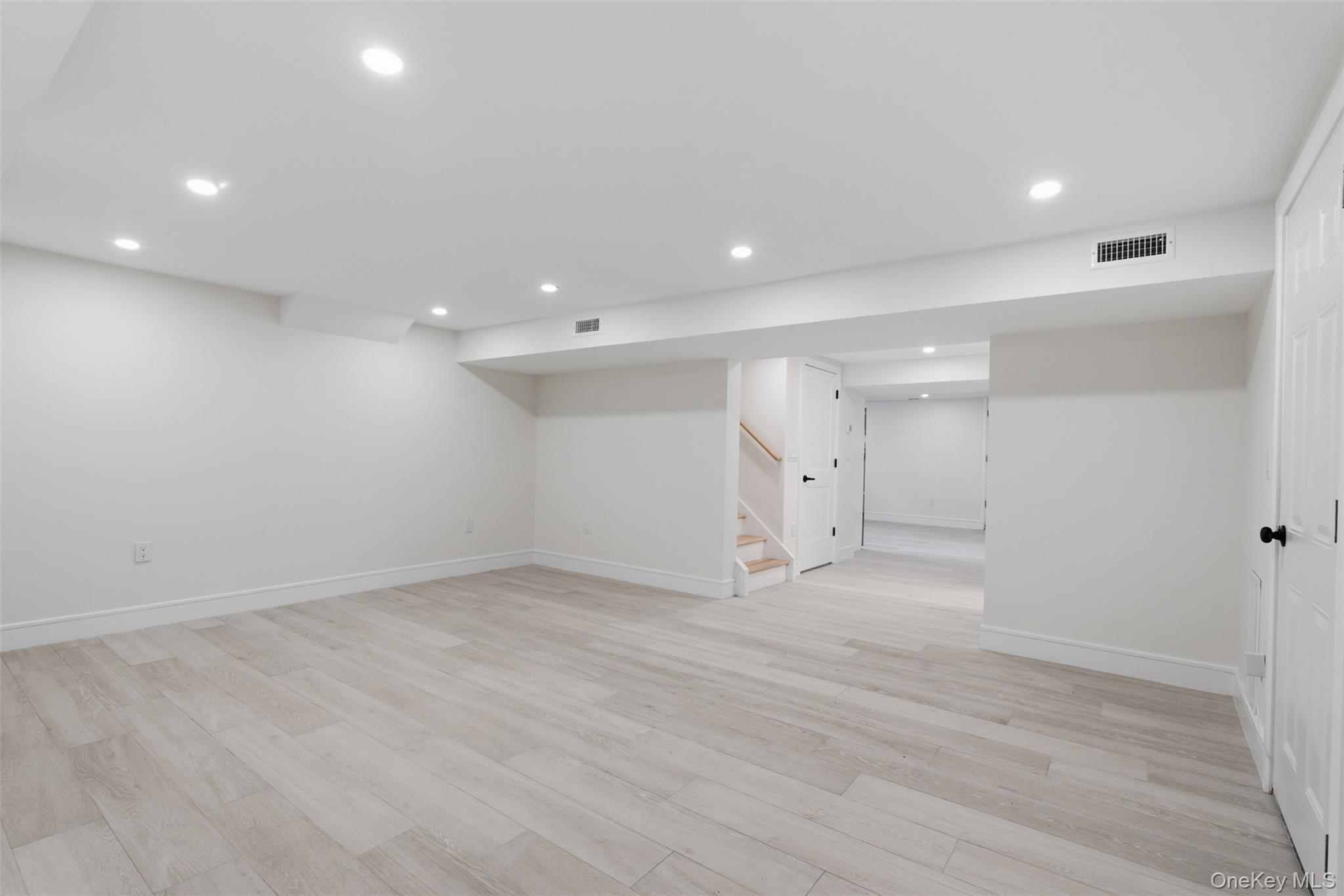 40 Calhoun Avenue New Rochelle, NY 10801 - Photo 35 of 49 Spacious lower level featuring light wood-finish flooring, recessed lighting, white walls, and bright white trim
