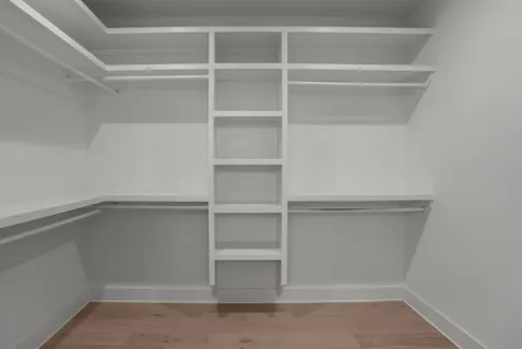 a view of an empty walk in closet