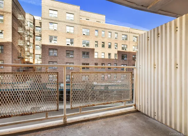 a view of a balcony with city view