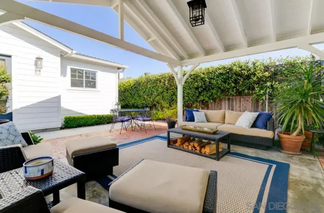 a outdoor living space with furniture and garden view
