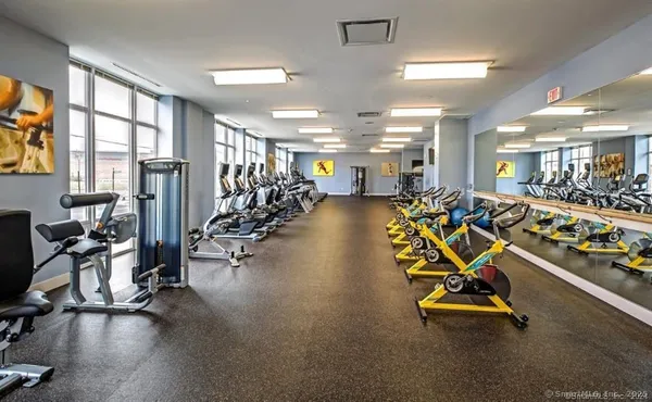 a view of a room with gym equipment