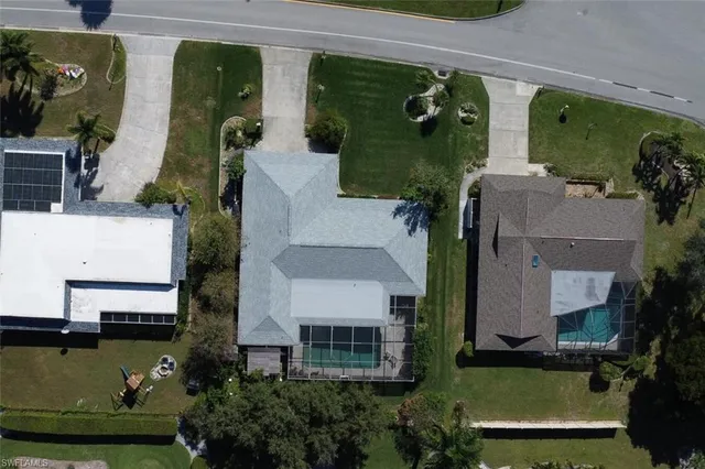 an aerial view of a house